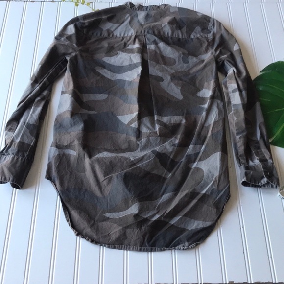 Madewell top camo button up shirt brown taupe grey - Picture 8 of 10